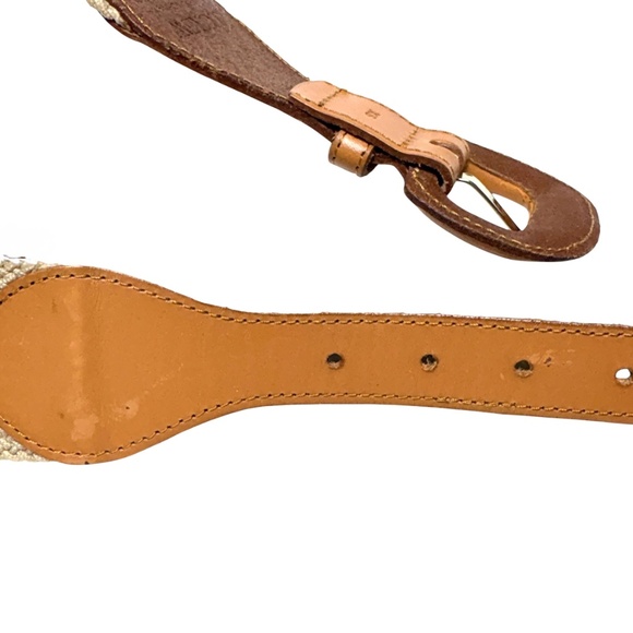 belt J. CREW XS/S tan leather stretch 2" wide 25"-29-30" waist covered buckle - Picture 9 of 12